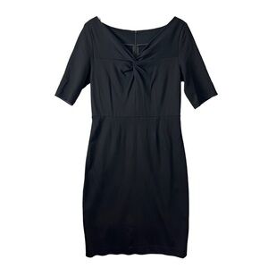 Banana Republic Black Career V Neck Sheath Dress Short Sleeve Size 6